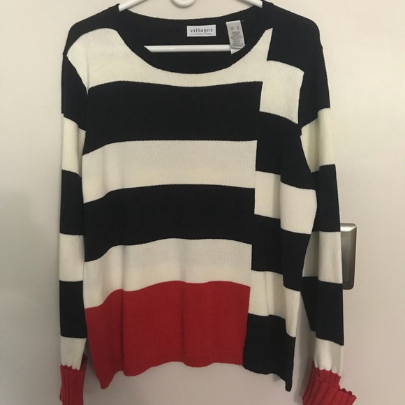 NWT Villager by Liz Claiborne Color Block Sweater - Picture 1 of 6